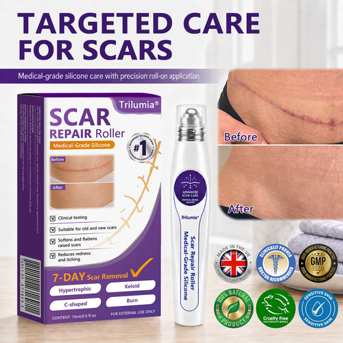 🇬🇧👨‍⚕️🌿Trilumia® Medical-Grade Silicone Scar Repair Roller (For Raised, Red, Firm, Tight & Discoloured Surgical Scars)