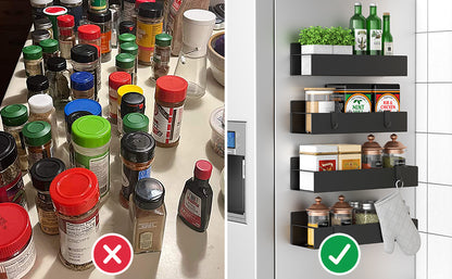 LAST DAY SALE 50% OFF💥💥Magnetic Spice Storage Rack Organizer for Refrigerator and Oven, Black Fridge Organizers and Storage