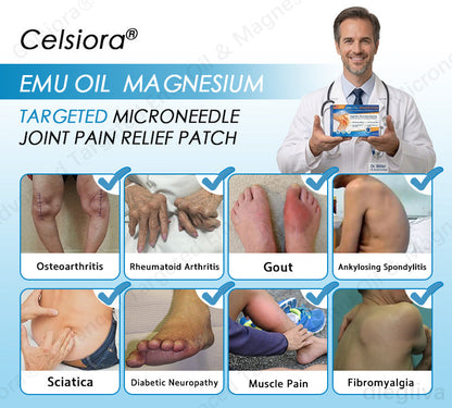 👨‍⚕️👨‍⚕️Celsiora® Advanced Targeted Emu Oil & Magnesium Microneedle Joint Pain Relief Patch (Starts Working in Minutes on Joints, Soothes Nerves, and Kills Nerve & Muscle Pain)