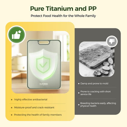 Dual-Side Anti-Mold Titanium Alloy Cutting Board: Raw/Cooked Separation + Juice Groove + Garlic Grinding Zone, All-in-One Kitchen Solution