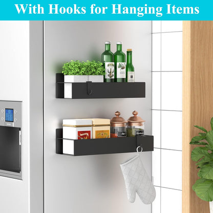 LAST DAY SALE 50% OFF💥💥Magnetic Spice Storage Rack Organizer for Refrigerator and Oven, Black Fridge Organizers and Storage