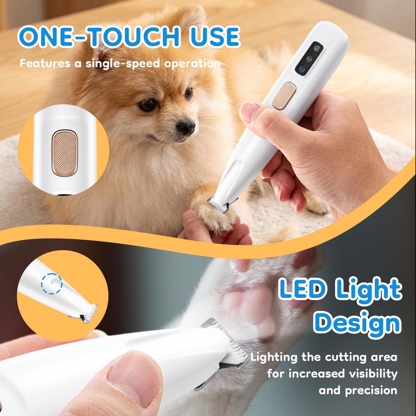 🐶Mcbazel Pet Micro Precision Trimmer — Quiet, Waterproof, Rechargeable Grooming Tool with LED Light for Small Dogs & Cats