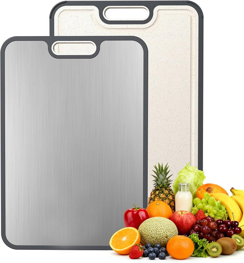 Dual-Side Anti-Mold Titanium Alloy Cutting Board: Raw/Cooked Separation + Juice Groove + Garlic Grinding Zone, All-in-One Kitchen Solution
