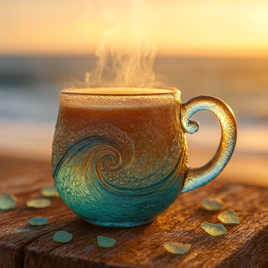 🔥🎄Christmas Best Gifts🔥 Unique Handcrafted Sea Glass Ocean Wave Mug🎁Free Gifts