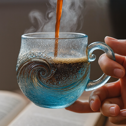 🔥🎄Christmas Best Gifts🔥 Unique Handcrafted Sea Glass Ocean Wave Mug🎁Free Gifts