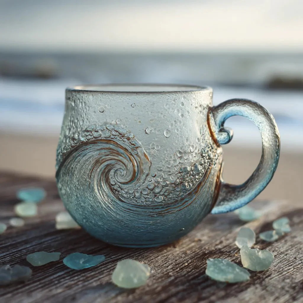 🔥🎄Christmas Best Gifts🔥 Unique Handcrafted Sea Glass Ocean Wave Mug🎁Free Gifts