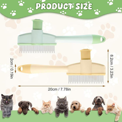 🐾🧤flysmus® Pet Hair Removal Comb & Flea Comb with Release Button for Cats & Dogs - Grooming Brush for Short/Long Hair
